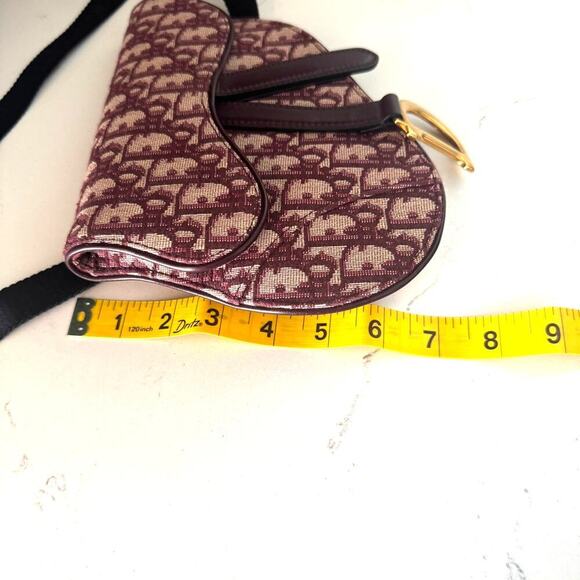 Dior Oblique Burgundy Saddle Belt Pouch Bag Crossbody Strap 40" Authentic CoA - Picture 9 of 11